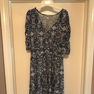 NY Collection 3/4 sleeve elastic waist dress